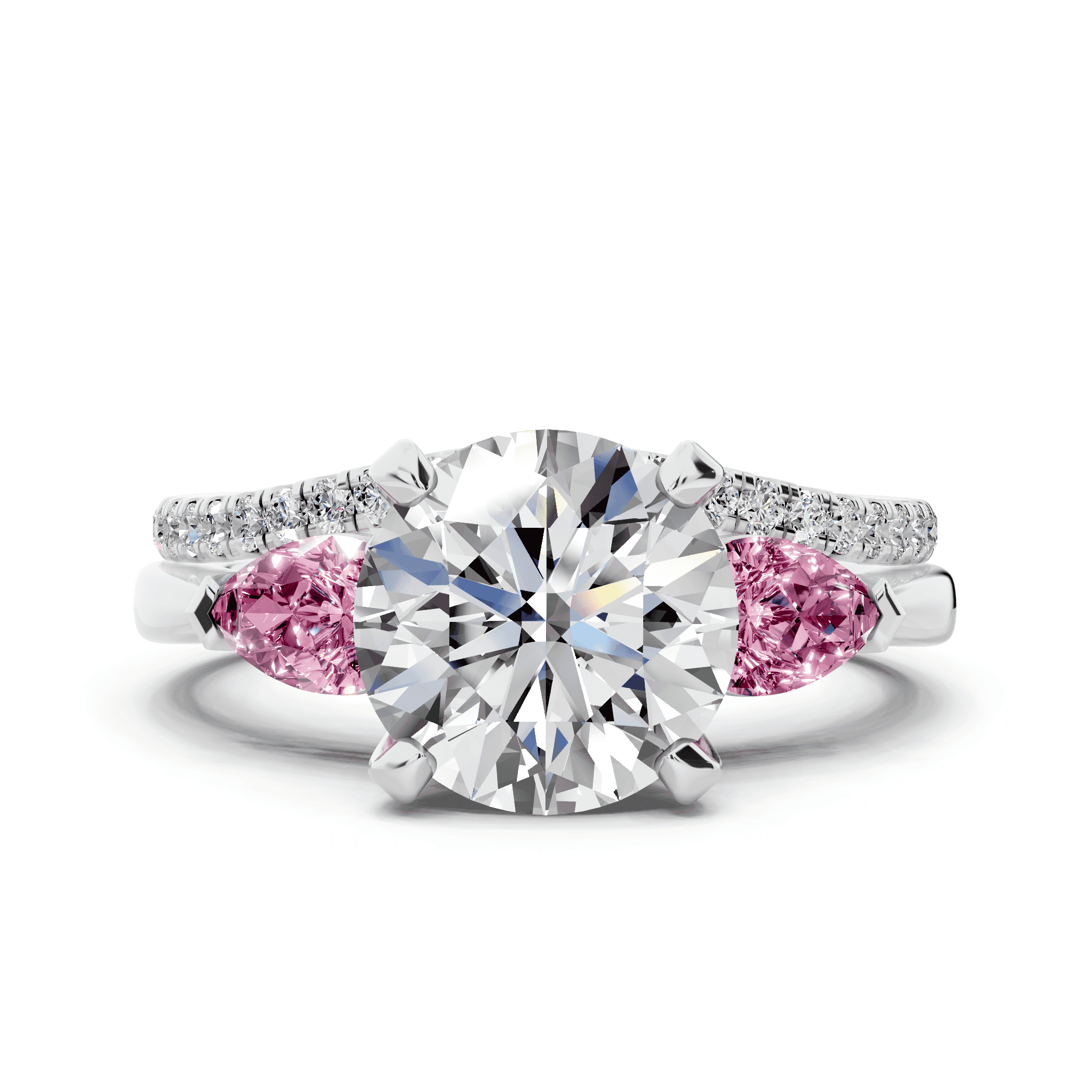 Madison Pink Sapphire Three-Stone Pear Engagement Ring (0.50 ct. tw.)