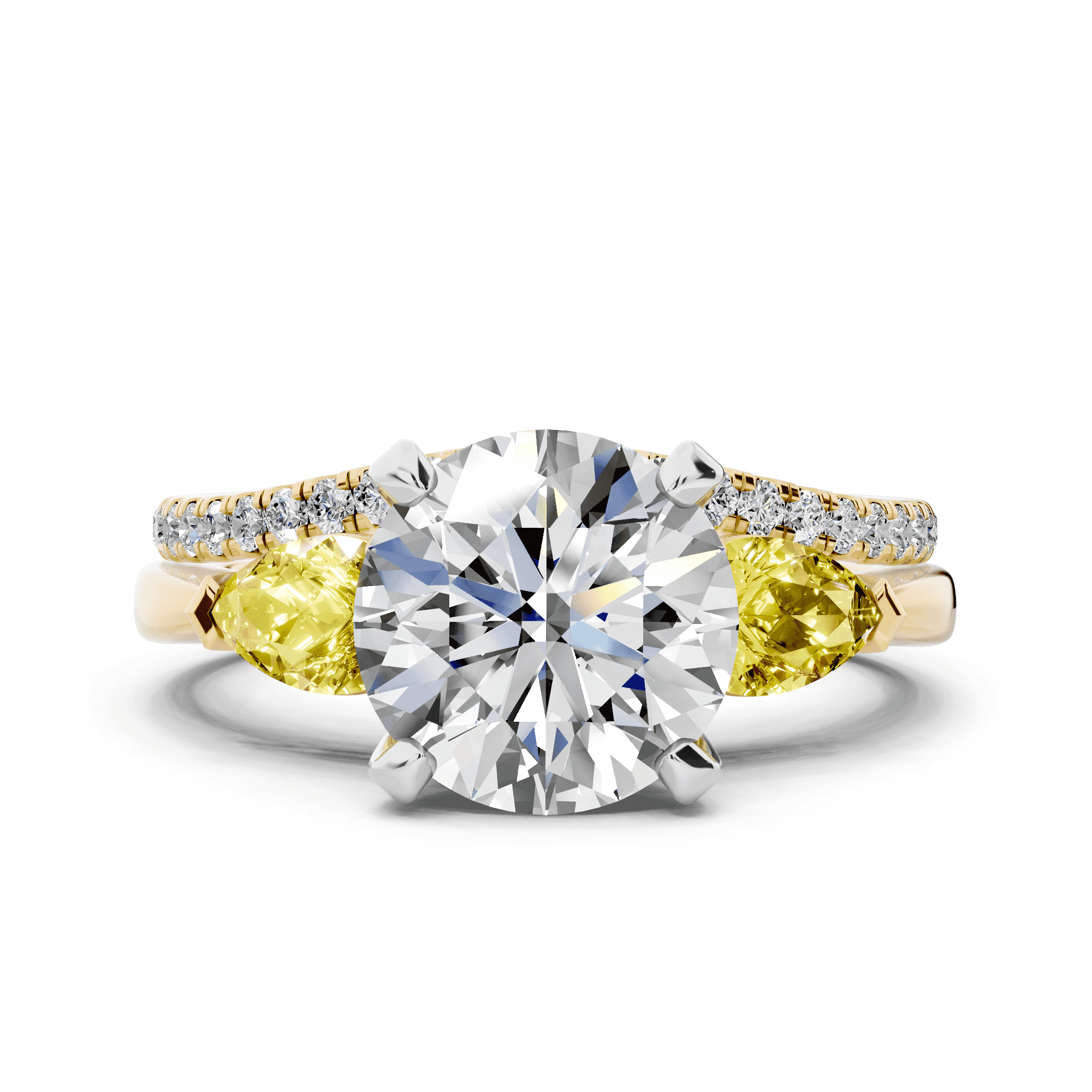 Madison Yellow Sapphire Three-Stone Two-Tone Pear Engagement Ring (0.50 ct. tw.)
