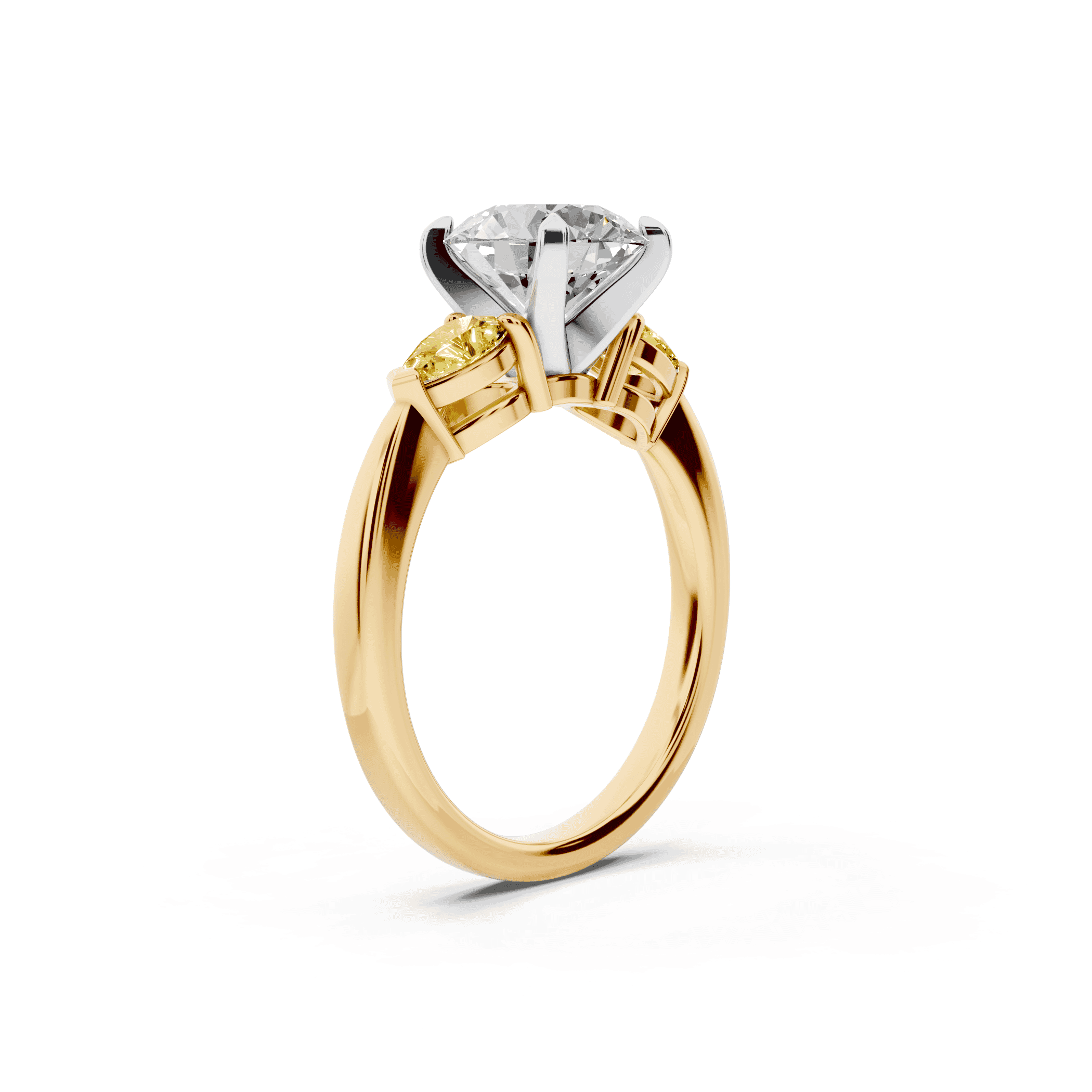 Madison Yellow Sapphire Three-Stone Two-Tone Pear Engagement Ring (0.50 ct. tw.)