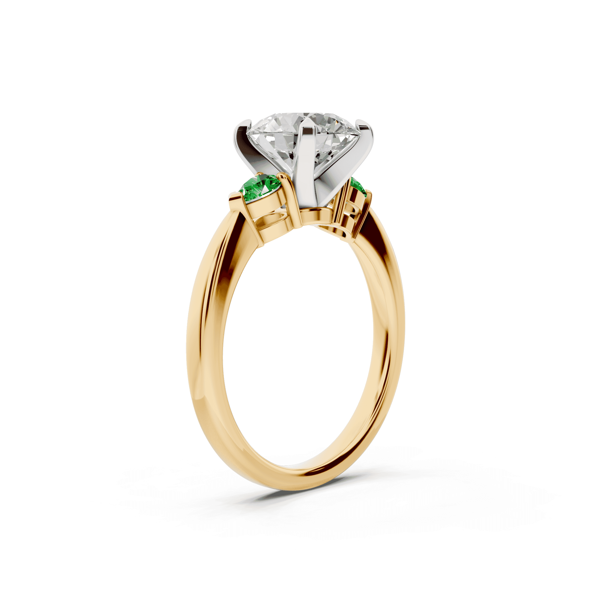 Madison Tsavorite Three-Stone Two-Tone Pear Engagement Ring (0.25 ct. tw.)