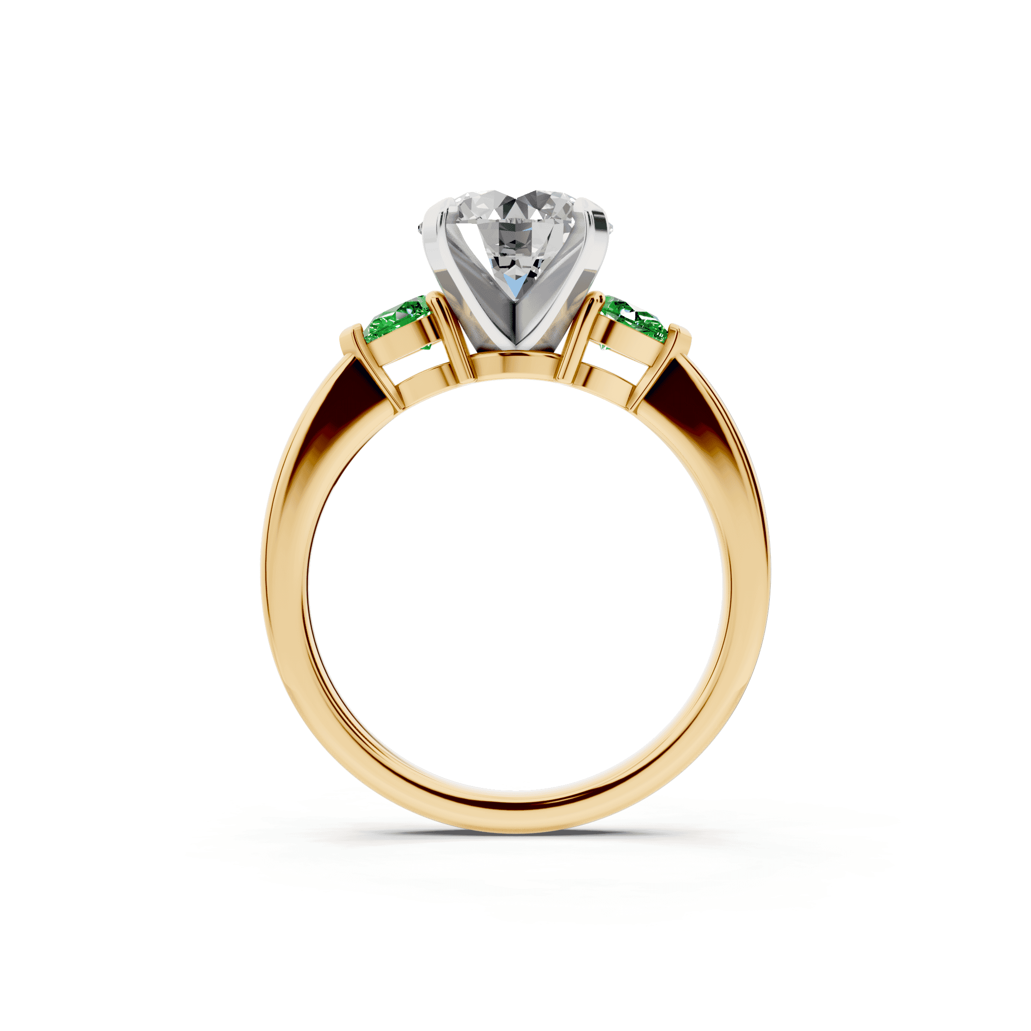Madison Tsavorite Three-Stone Two-Tone Pear Engagement Ring (0.25 ct. tw.)