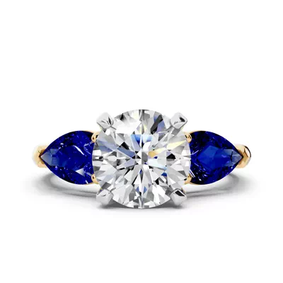 Madison Sapphire Three-Stone Two-Tone Pear Engagement Ring (1 ct. tw.)