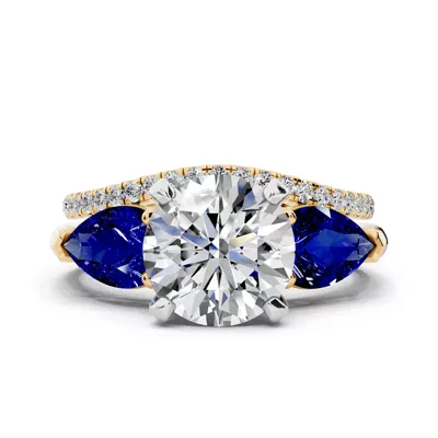 Madison Sapphire Three-Stone Two-Tone Pear Engagement Ring (1 ct. tw.)