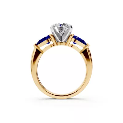 Madison Sapphire Three-Stone Two-Tone Pear Engagement Ring (1 ct. tw.)