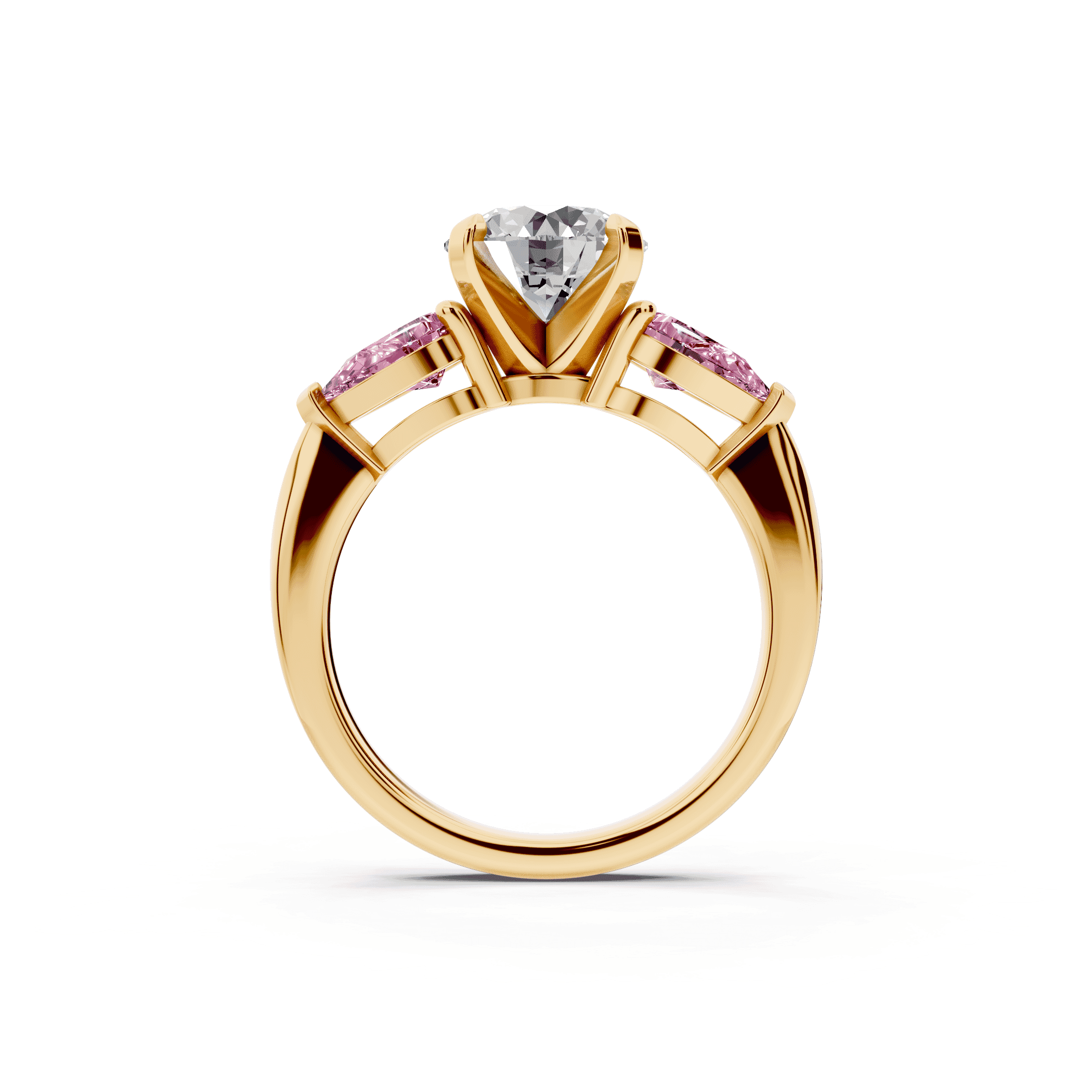 Madison Pink Sapphire Three-Stone Pear Engagement Ring (1 ct. tw.)