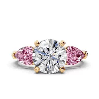 Madison Pink Sapphire Three-Stone Pear Engagement Ring (1 ct. tw.)