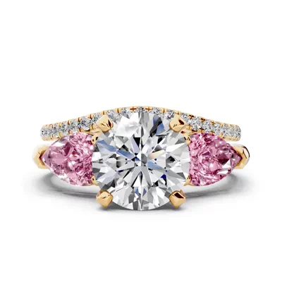 Madison Pink Sapphire Three-Stone Pear Engagement Ring (1 ct. tw.)