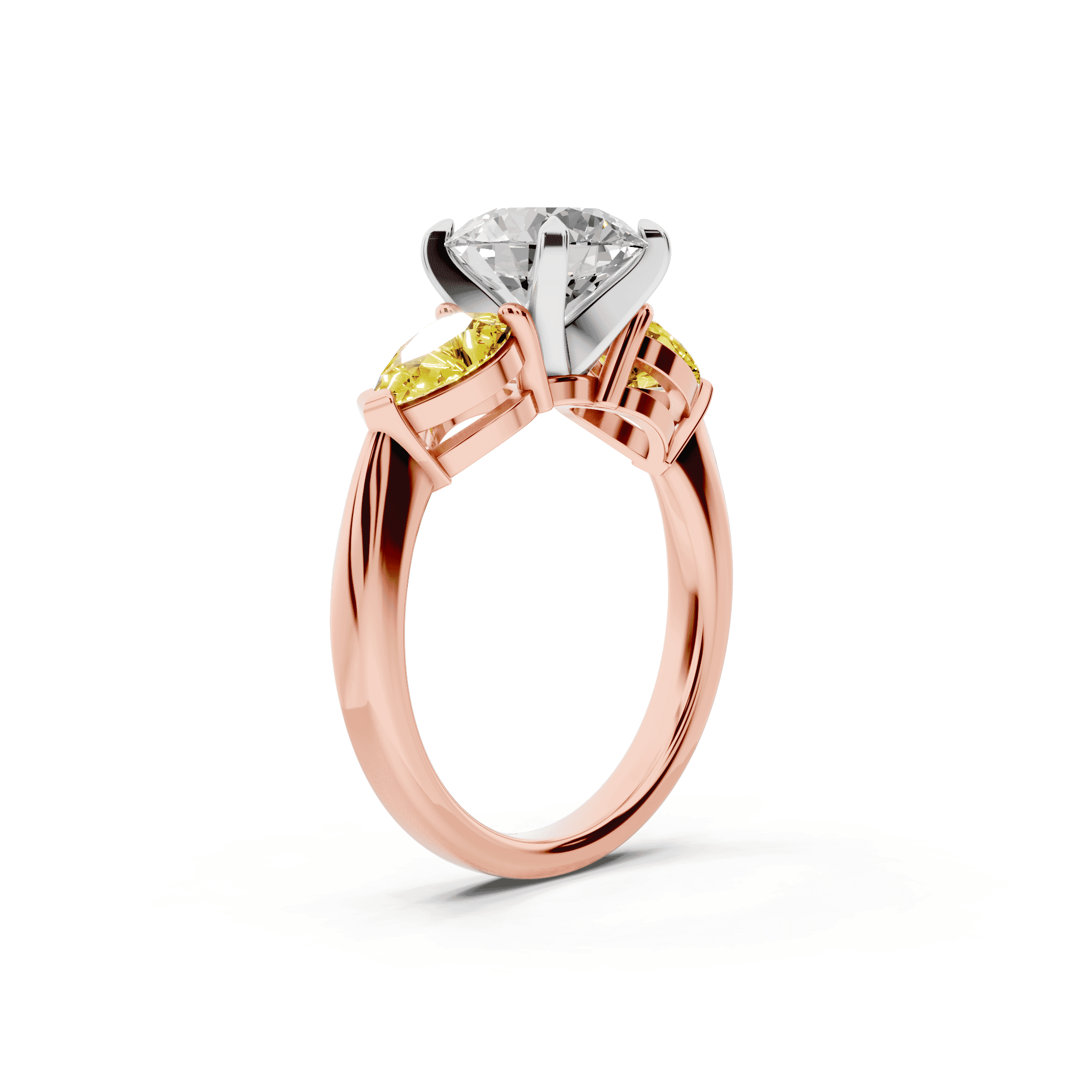 Madison Yellow Sapphire Three-Stone Two-Tone Pear Engagement Ring (1 ct. tw.)