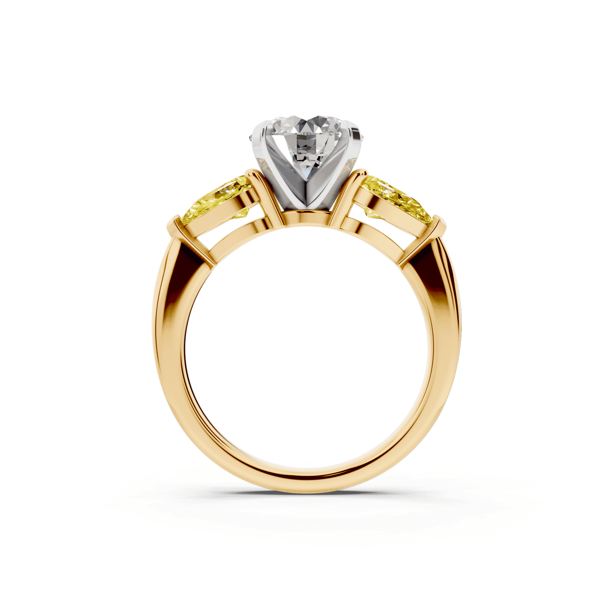 Madison Yellow Sapphire Three-Stone Two-Tone Pear Engagement Ring (1 ct. tw.)