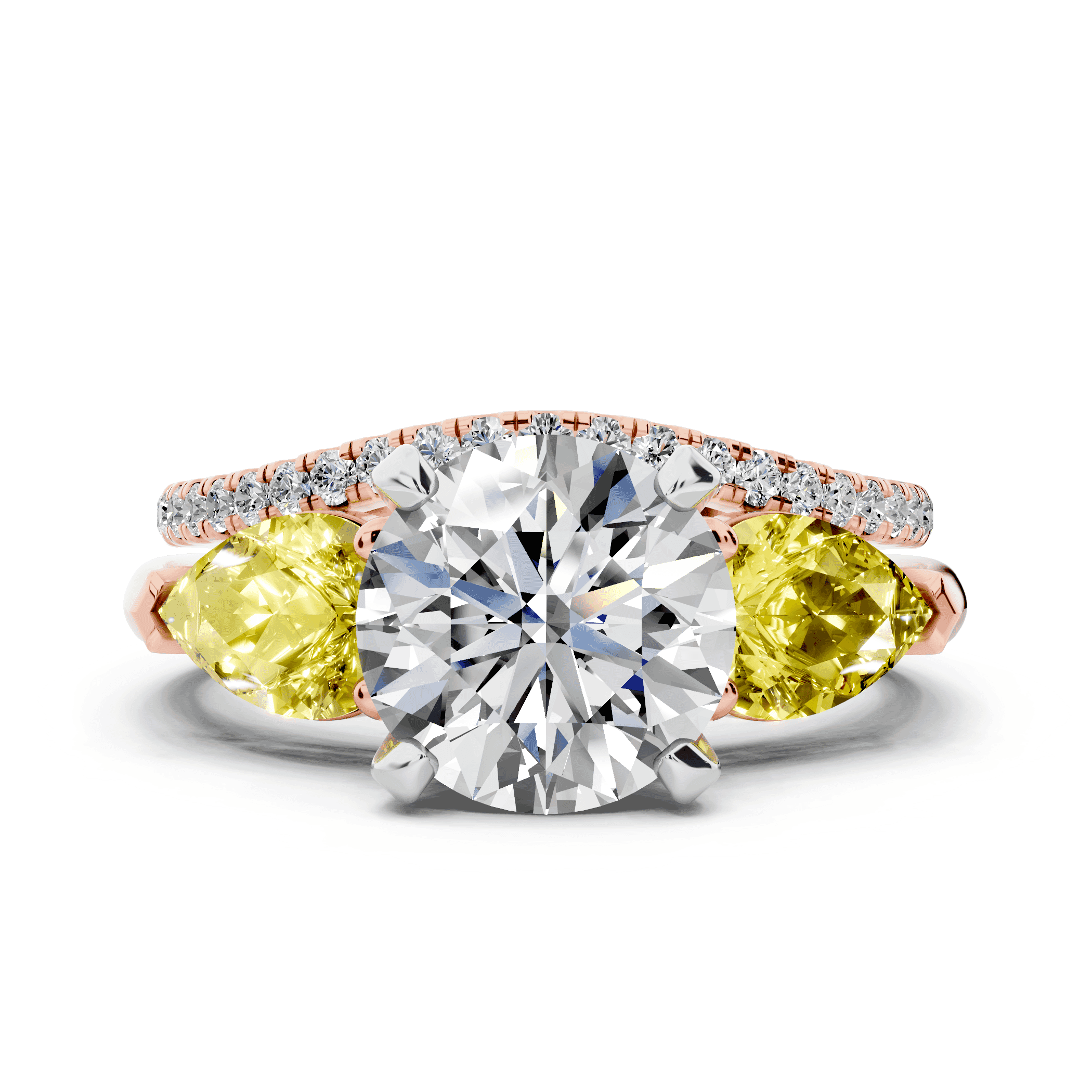 Madison Yellow Sapphire Three-Stone Two-Tone Pear Engagement Ring (1 ct. tw.)