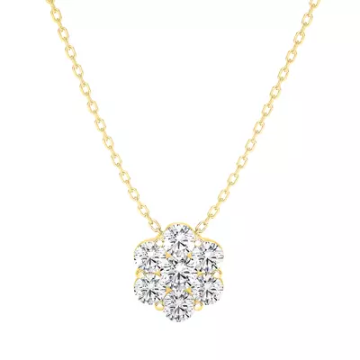Floral Diamond Cluster Necklace (1 ct. tw.)