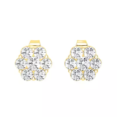 Floral Lab Diamond Cluster Earrings (1 ct. tw.)