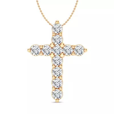 Classic Shared Prong Lab Diamond Cross Necklace (3 ct. tw.)
