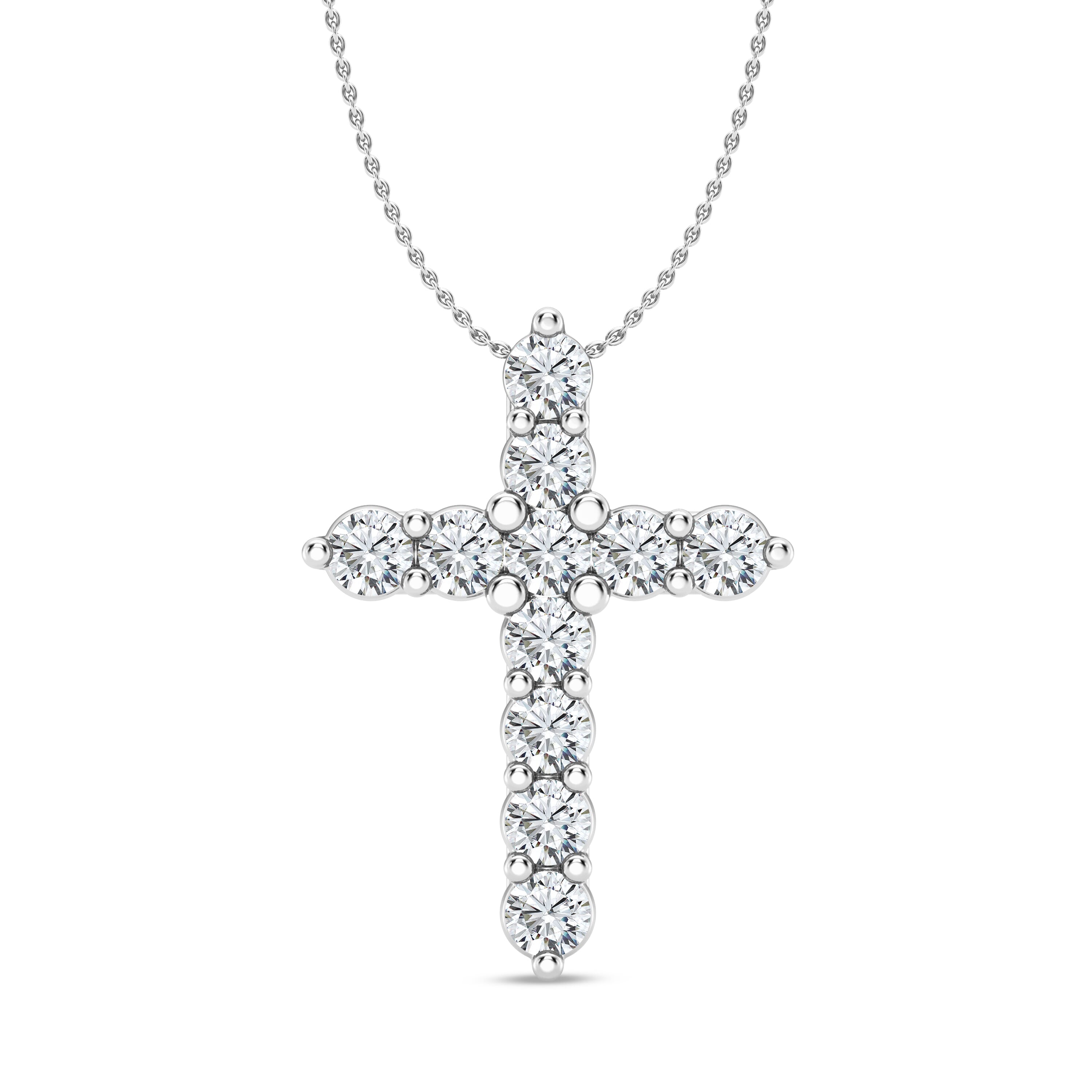 Classic Shared Prong Diamond Cross Necklace (2 ct. tw.)