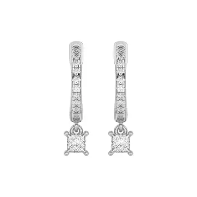Princess-Cut Lab Diamond Drop Huggie Earrings
