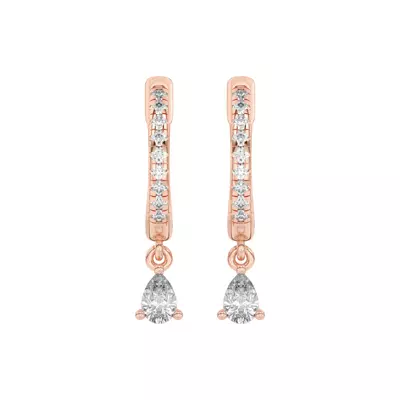 Pear-Shaped Lab Diamond Drop Huggie Earrings