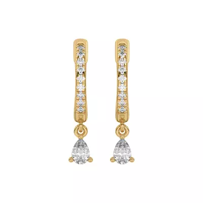 Pear-Shaped Lab Diamond Drop Huggie Earrings