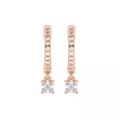 Asscher-Cut Lab Diamond Drop Huggie Earrings