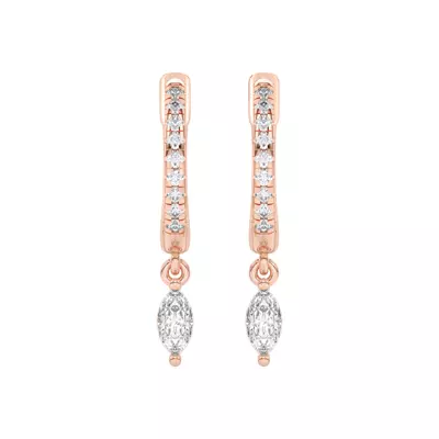 Marquise Lab Diamond Drop Huggie Earrings