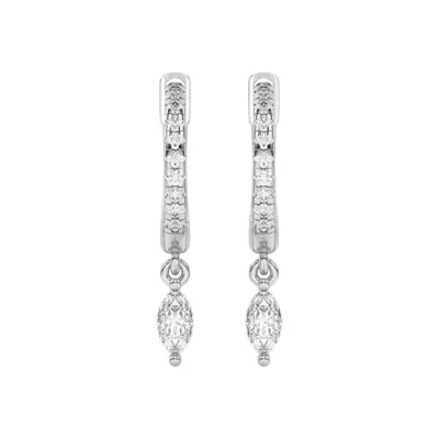 Marquise Lab Diamond Drop Huggie Earrings