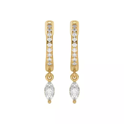 Marquise Lab Diamond Drop Huggie Earrings