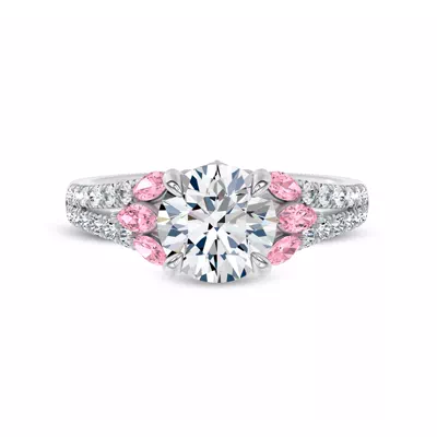 Blooming Pink Marquise Sapphire Pavé Lab Engagement Ring by Christian Siriano