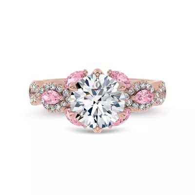 Valora Pavé Vine Pink Sapphire Lab Engagement Ring by Christian Siriano