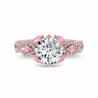 Valora Pavé Vine Pink Sapphire Lab Engagement Ring by Christian Siriano