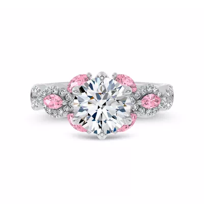 Valora Pavé Vine Pink Sapphire Lab Engagement Ring by Christian Siriano