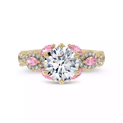 Valora Pavé Vine Pink Sapphire Lab Engagement Ring by Christian Siriano