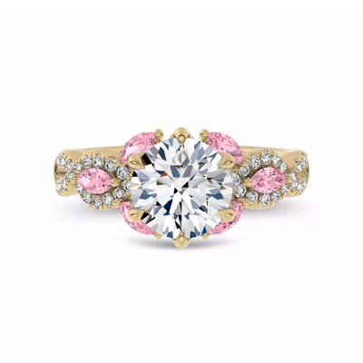 Valora Pavé Vine Pink Sapphire Lab Engagement Ring by Christian Siriano