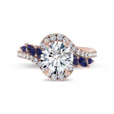 Envol Sapphire Accented Lab Engagement Ring by Christian Siriano