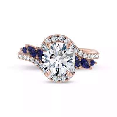 Envol Sapphire Accented Lab Engagement Ring by Christian Siriano