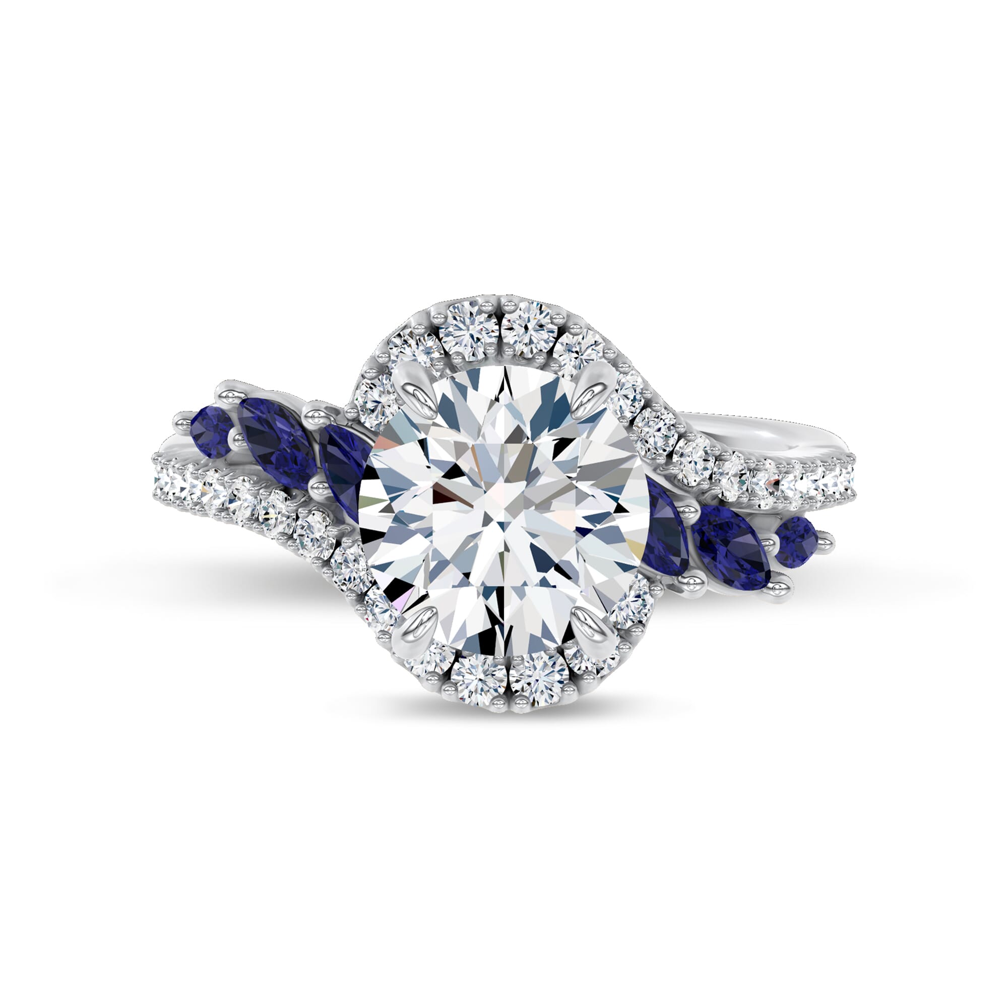 Envol Sapphire Accented Lab Engagement Ring by Christian Siriano