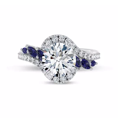 Envol Sapphire Accented Lab Engagement Ring by Christian Siriano