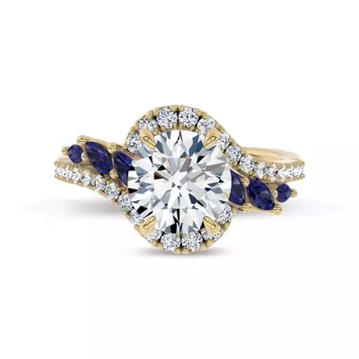Envol Sapphire Accented Lab Engagement Ring by Christian Siriano
