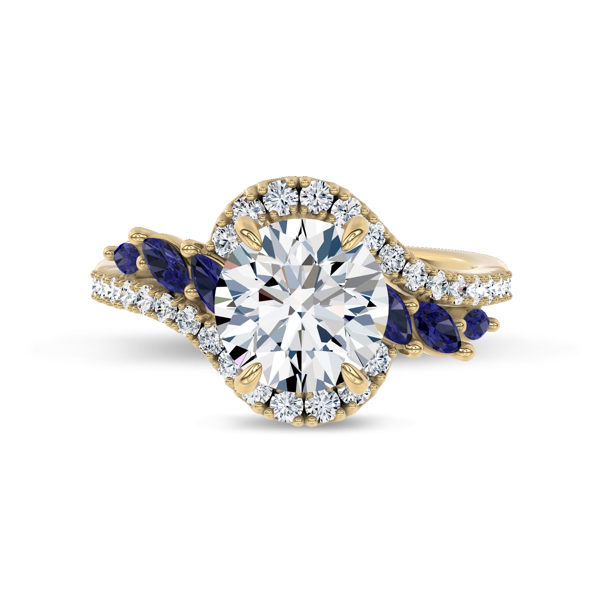 Envol Sapphire Accented Lab Engagement Ring by Christian Siriano