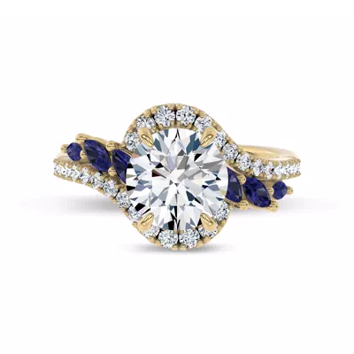Envol Sapphire Accented Lab Engagement Ring by Christian Siriano