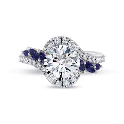 Envol Sapphire Accented Lab Engagement Ring by Christian Siriano