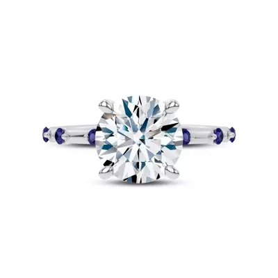 Starlight Spaced Blue Sapphire Engagement Ring