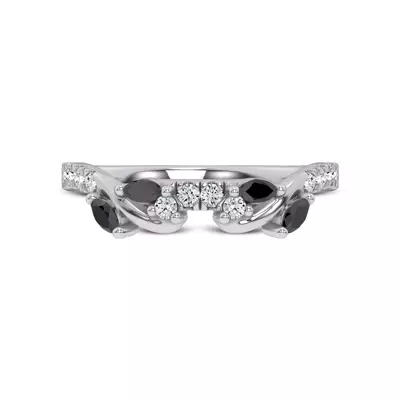 Hayden Curved Vine Black And White Diamond Band