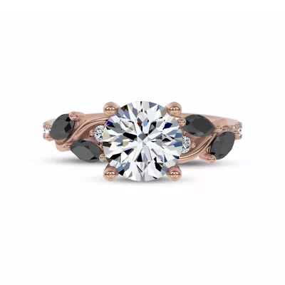 Hayden Curved Vine Black And White Diamond Engagement Ring