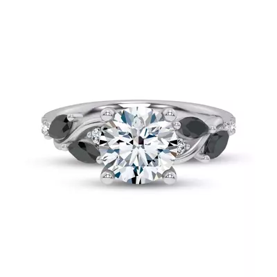 Hayden Curved Vine Black And White Diamond Engagement Ring