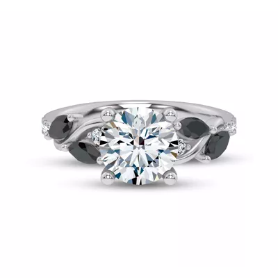 Hayden Curved Vine Black And White Diamond Engagement Ring