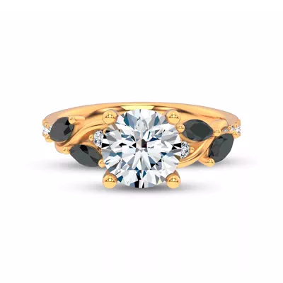 Hayden Curved Vine Black And White Diamond Engagement Ring