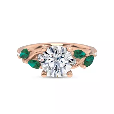 Hayden Curved Vine Tsavorite And Diamond Engagement Ring