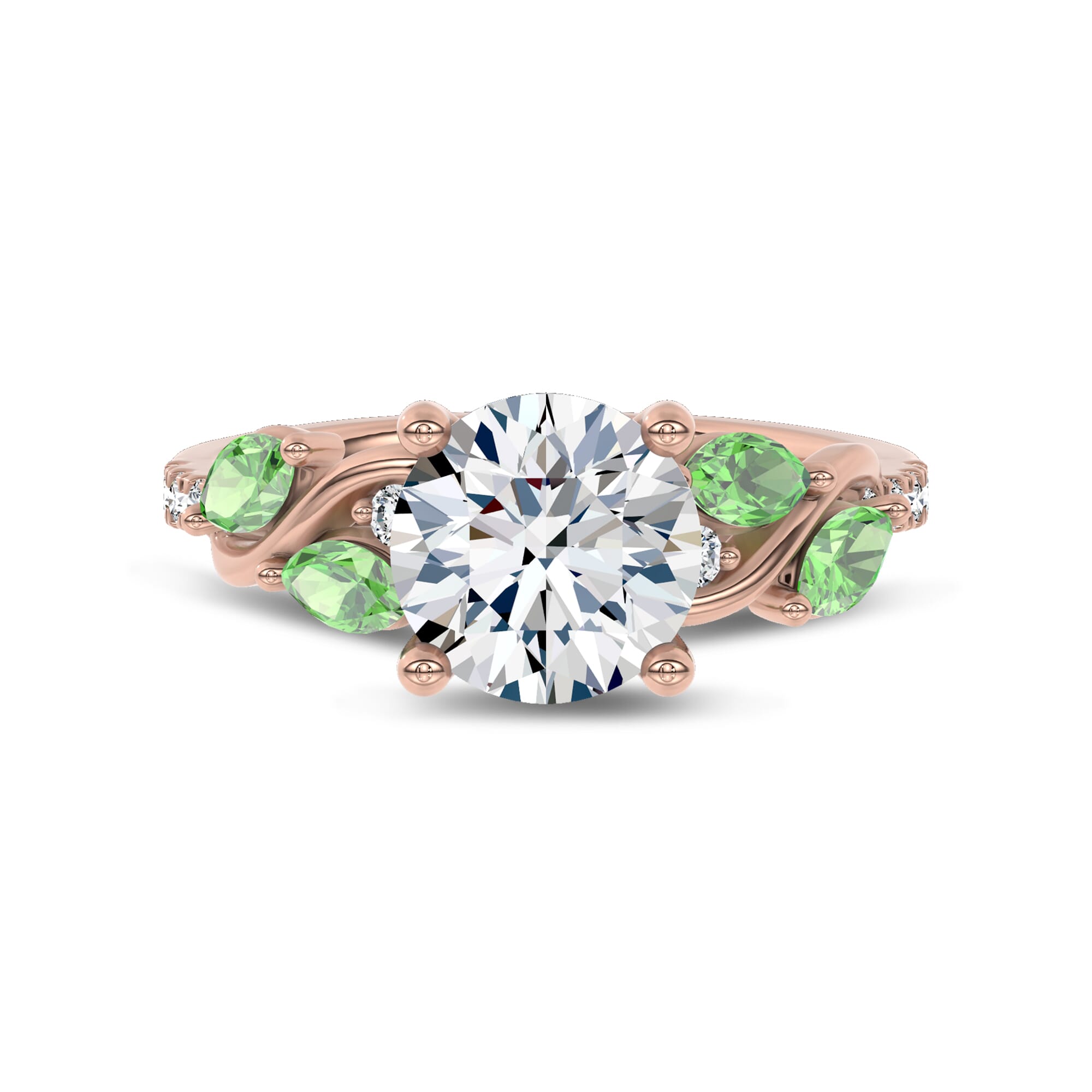 Hayden Curved Vine Tsavorite And Diamond Engagement Ring