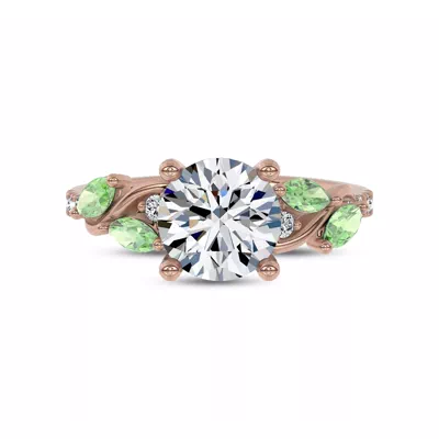 Hayden Curved Vine Tsavorite And Diamond Engagement Ring