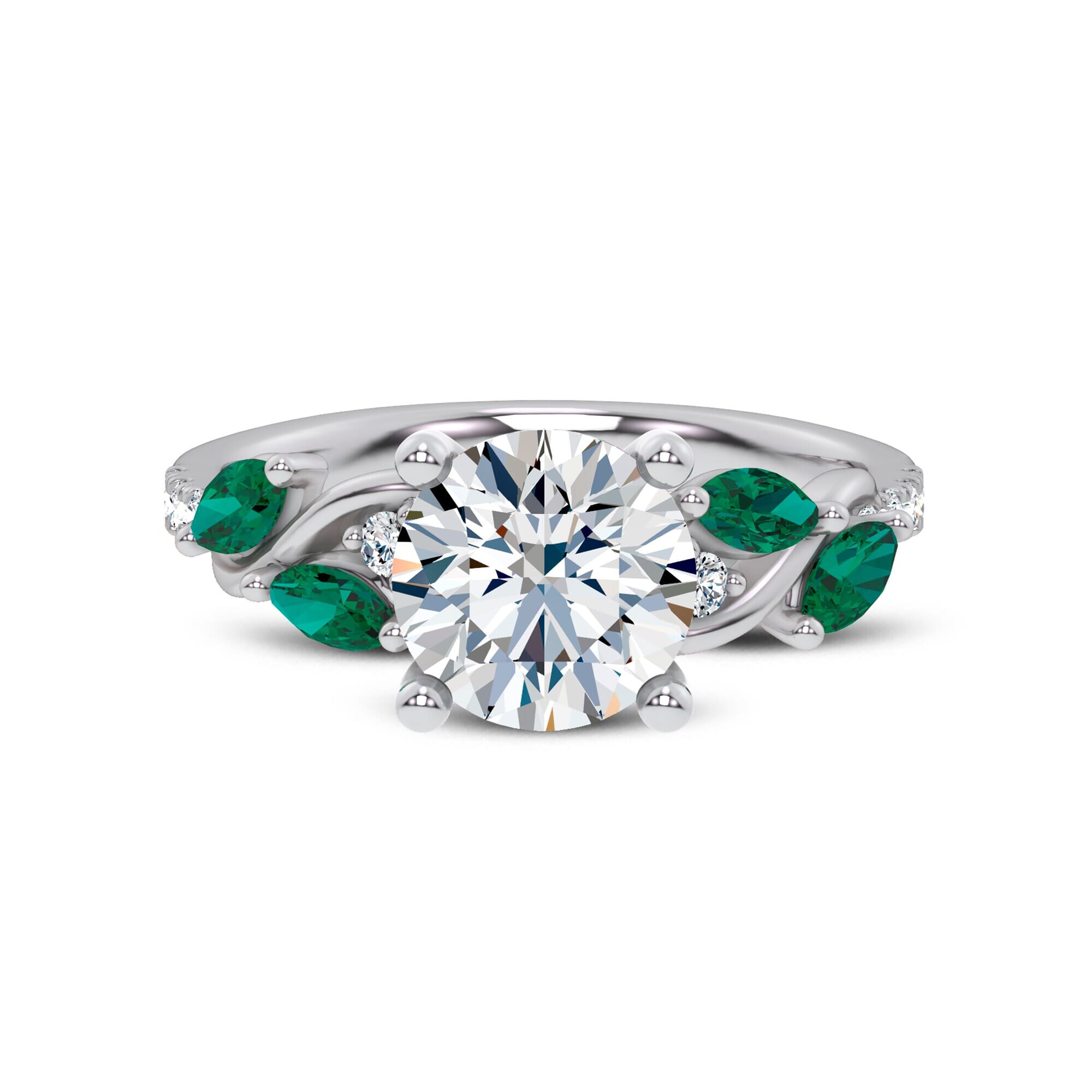 Hayden Curved Vine Tsavorite And Diamond Engagement Ring