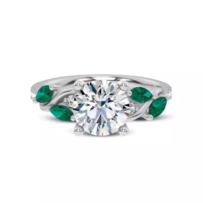 Hayden Curved Vine Tsavorite And Diamond Engagement Ring